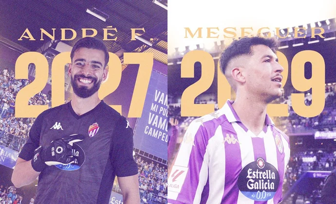 El Valladolid hace oficial los fichajes de André Ferreira y Víctor Meseguer en propiedad