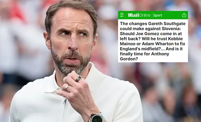 Daily Mail insiste en que Southgate debería hacer cambios en todas las lineas