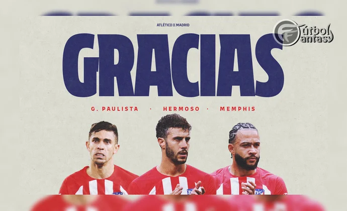 El Atlético se despide oficialmente de Memphis, Paulista, Hermoso y Vitolo