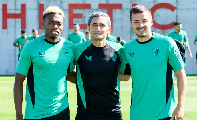 Primera sesión en Lezama con todo el grupo sin Serrano, Villalibre, Vencedor ni los internacionales