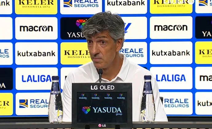 Imanol, decepcionado, explica por qué Zubimendi fue suplente y habla de Sergio Gómez y Becker