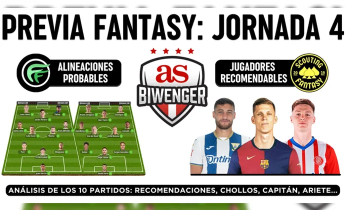 Análisis fantasy de la jornada 4: Alineaciones probables, y recomendaciones de cada partido, por Scouting Biwenger
