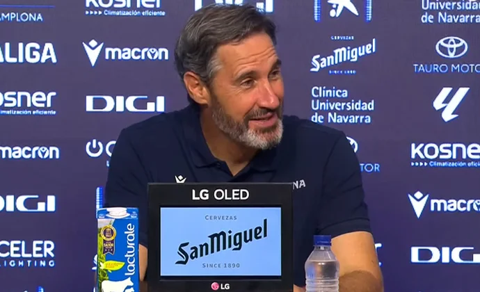 Vicente Moreno celebra el triunfo y habla de Boyomo, Herrando, Bretones, Rubén Peña, Herrera, Oroz y Areso