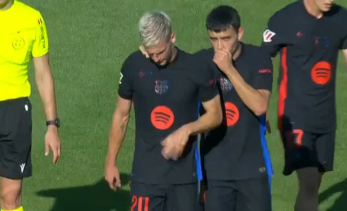 Dani Olmo pide el cambio en Montilivi por una sobrecarga