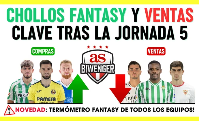 Los mejores fichajes, chollos fantasy y ventas clave tras la J5, por Scouting Biwenger
