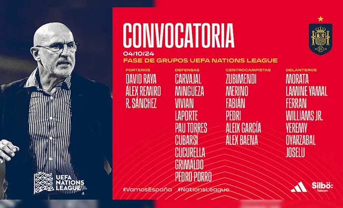 De la Fuente anuncia la lista de convocados para enfrentarse a Dinamarca y Serbia