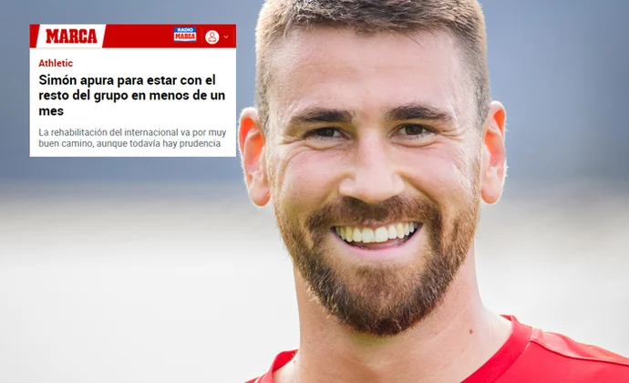 Según Marca, Unai Simón volverá al grupo antes de un mes y jugará antes de terminar el año