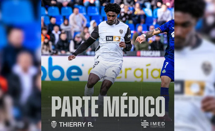 El Valencia confirma la rotura de ligamento de Thierry en un parte médico