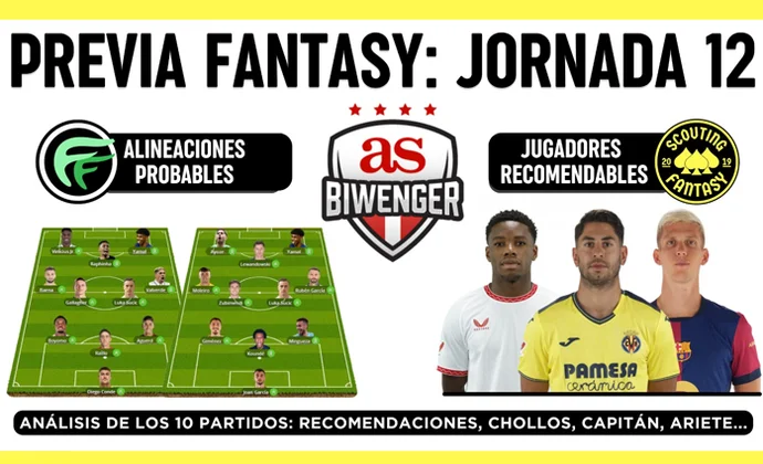 Análisis fantasy de la jornada 12: Alineaciones probables, y recomendaciones, por Scouting Biwenger