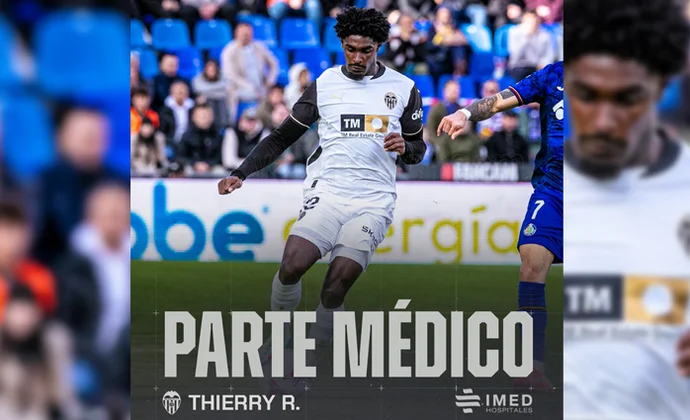 El Valencia actualiza el parte médico oficial de Thierry Correia