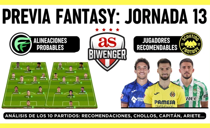 Análisis fantasy de la jornada 13: Alineaciones probables, y recomendaciones, por Scouting Biwenger