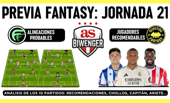 Análisis fantasy de la jornada 21: Alineaciones probables, y recomendaciones, por Scouting Biwenger