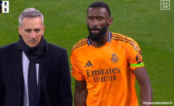 Rudiger se retira con molestias de Cornellà a los quince minutos