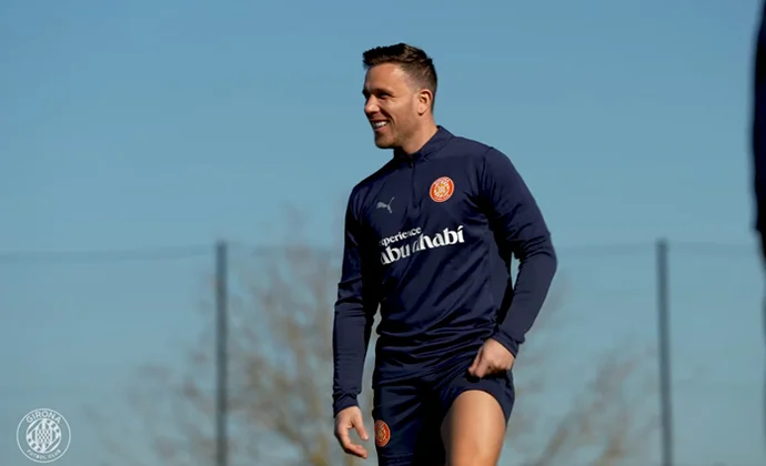 Arthur, Romeu, Blind y David López se ejercitan con el grupo este martes