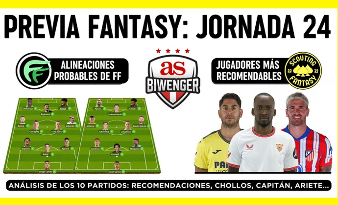 Análisis fantasy de la jornada 24: Alineaciones probables, y recomendaciones, por Scouting Biwenger