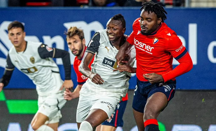 Jornada 26: Osasuna 3-3 Valencia. Estadísticas y puntos fantasy