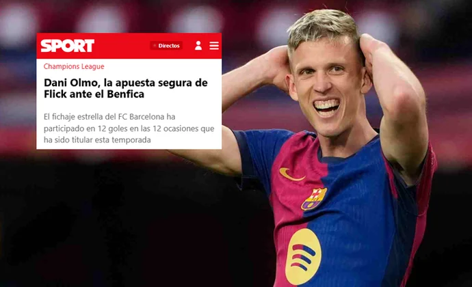 Dani Olmo será titular mañana contra el Benfica, según Sport