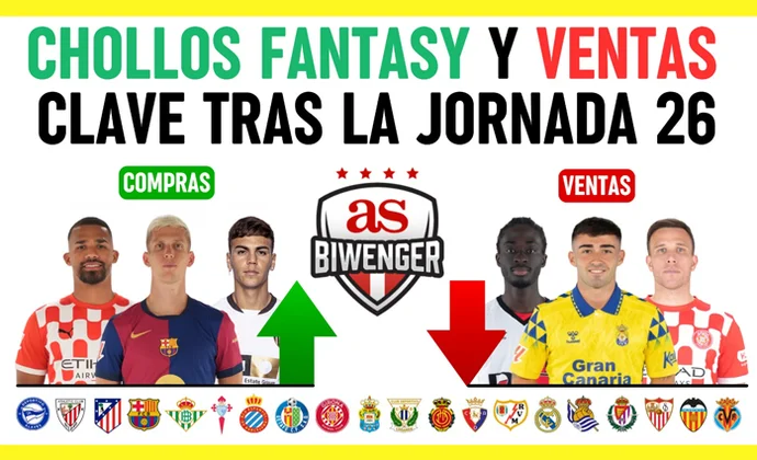Fichajes recomendables y chollos fantasy tras la Jornada 26, por Scouting Biwenger