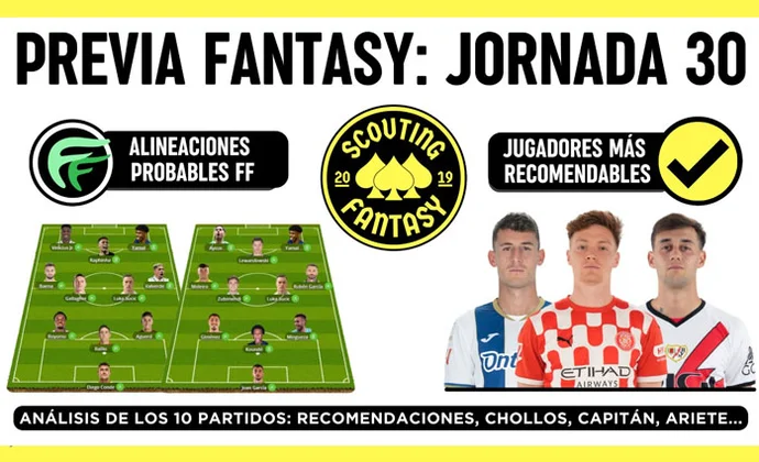 Análisis fantasy de la jornada 30: Alineaciones probables, y recomendaciones, por Scouting Biwenger