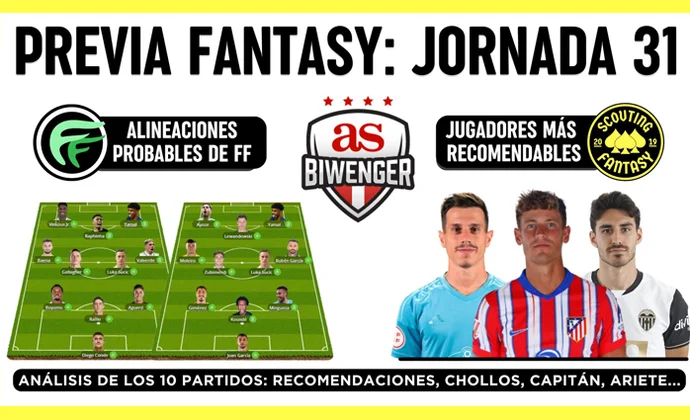 Análisis fantasy de la jornada 31: Alineaciones probables, y recomendaciones, por Scouting Biwenger