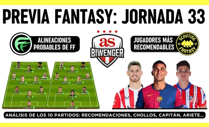 Análisis fantasy de la jornada 33: Alineaciones probables, y recomendaciones, por Scouting Biwenger