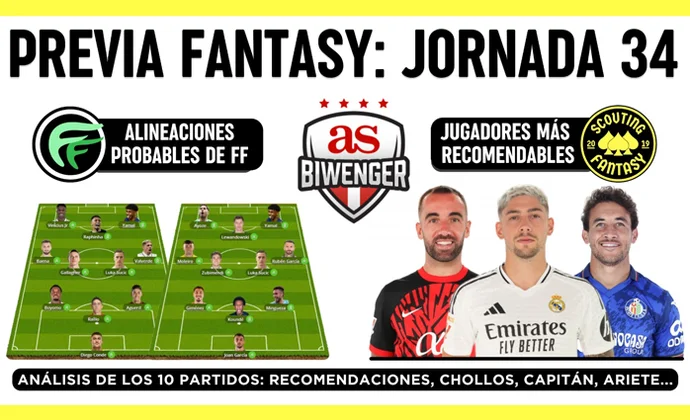 Once ideal, once de posibles chollos y mejores capitanes y arietes para la J34, por Scouting Biwenger