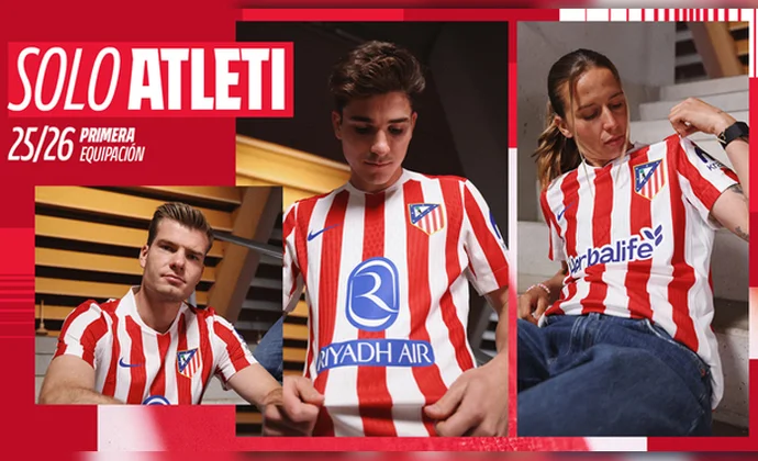 El Atlético de Madrid presenta su primera equipación para la temporada 25/26