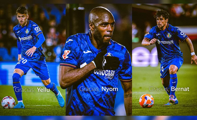 El Getafe despide oficialmente a Nyom, Bernat y Yellu