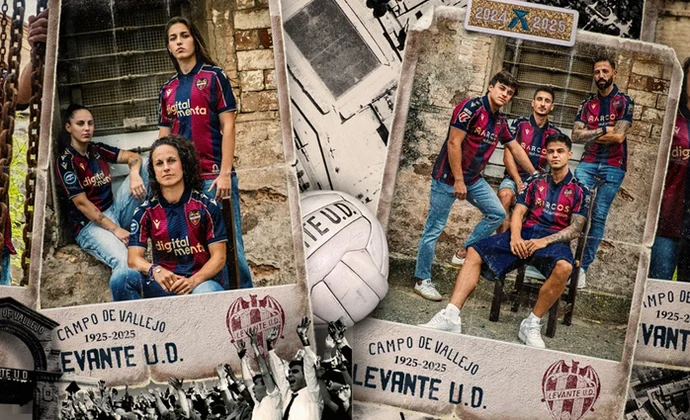 El Levante UD presenta su nueva equipación en homenaje al centenario del Estadio de Vallejo