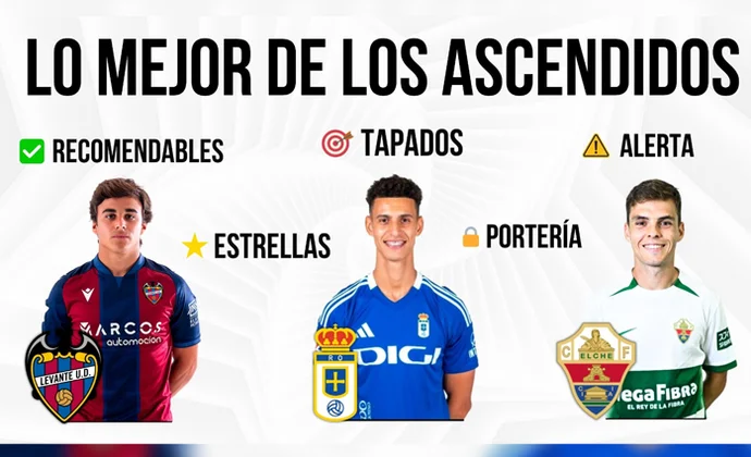 Jugadores clave del Levante, Oviedo y Elche para ganar tu Liga Fantasy 25/26, por Scouting Biwenger
