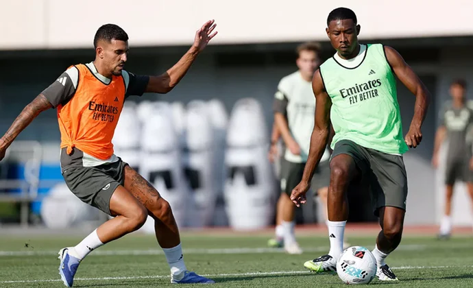 El Real Madrid completa su primer entrenamiento con Alaba recuperado y cuatro bajas