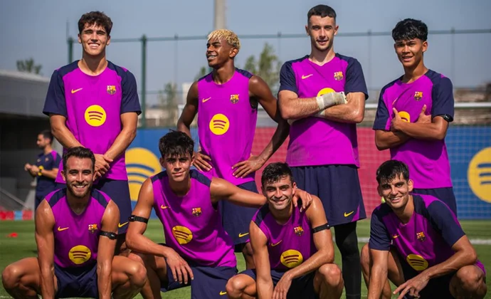 Dani Olmo y Lewandowsi, bajas en la sesión previa al Gamper