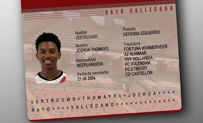 Jozhua Vertrouwd es oficialmente nuevo jugador del Rayo Vallecano