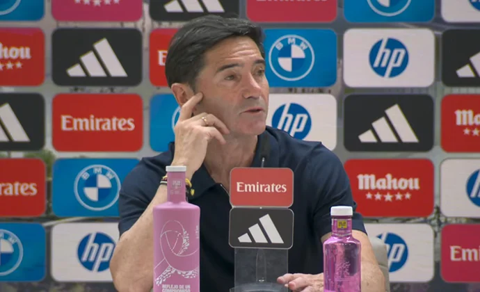 Marcelino se muerde la lengua sobre el arbitraje y habla de Vinicius, Mastantuono y Mikautadze