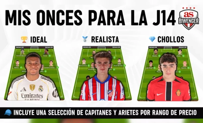 Jornada 14: Once Ideal, Realista y de Chollos + Picks de Capitán y Ariete, por Scouting BWG