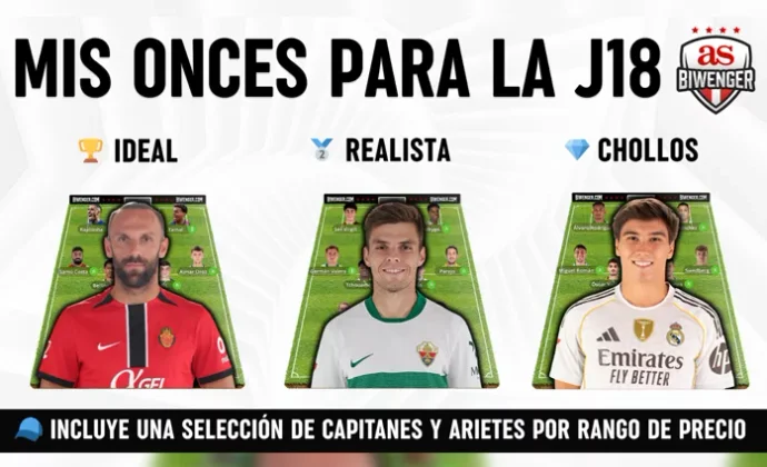 Jornada 18: Once Ideal, Realista y de Chollos + Picks de Capitán y Ariete, por Scouting BWG