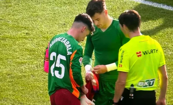 Julen Agirrezabala cae lesionado de los isquiotibiales y Pepelu se tuvo que poner bajo palos