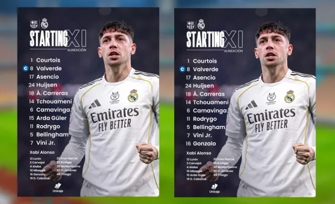 Error de comunicación del Real Madrid a la hora de anunciar el once titular y su corrección