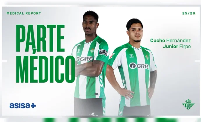 Parte médico oficial de Junior Firpo y Cucho Hernández y tiempos de baja