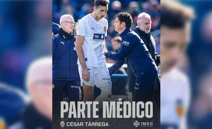 Parte médico oficial de César Tàrrega y periodo estimado de baja