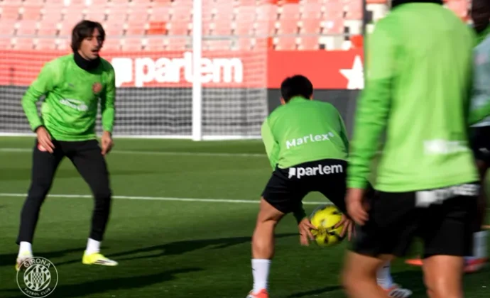 El Girona se ejercitó este domingo con un total de nueve bajas