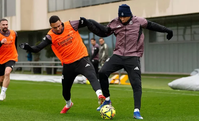 Rodrygo, Bellingham y Militao, bajas en el entrenamiento del sábado
