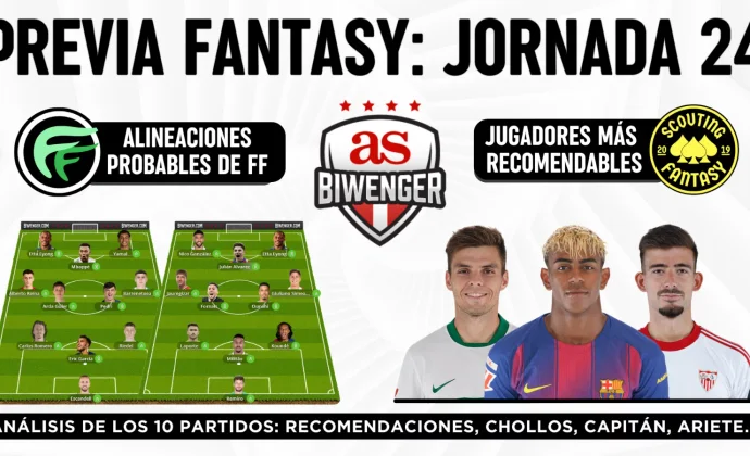 Jornada 24: Alineaciones probables, Top Picks y Chollos Fantasy, por Scouting BWG