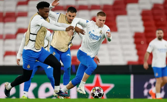 El Real Madrid se ejercitó este lunes por la tarde en Lisboa sin Asencio ni los tres lesionados