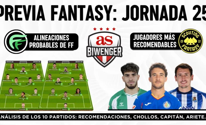 Jornada 25: Alineaciones probables, Top Picks y Chollos Fantasy, por Scouting BWG