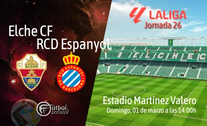 Alineaciones probables y previa fantasy del Elche - Espanyol