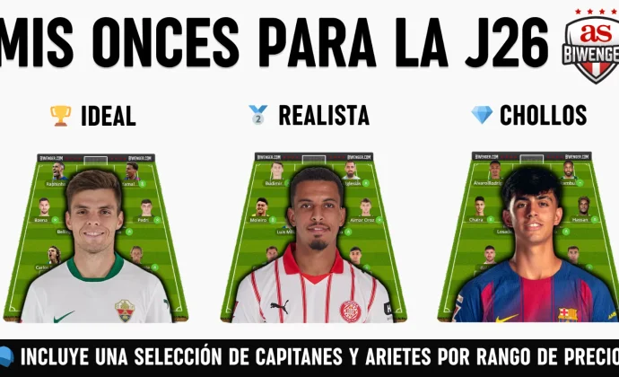 Jornada 26: Once Ideal, Realista y de Chollos + Picks de Capitán y Ariete, por Scouting BWG