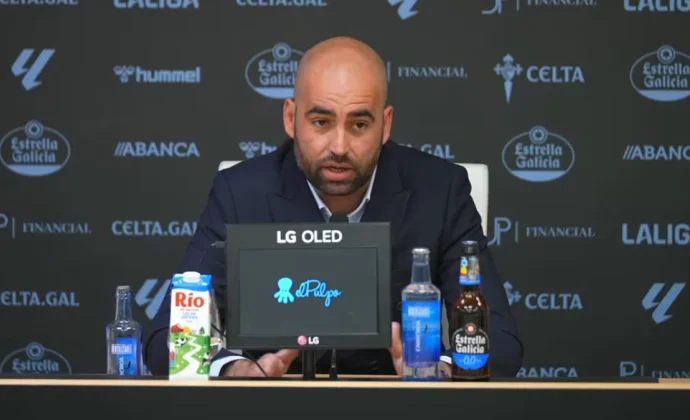 Giráldez celebra su renovación y habla de las molestias de Aspas y de la salida de Bryan Zaragoza