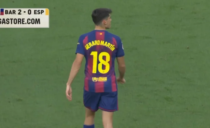 Gerard Martín, sustituido por molestias en el descanso