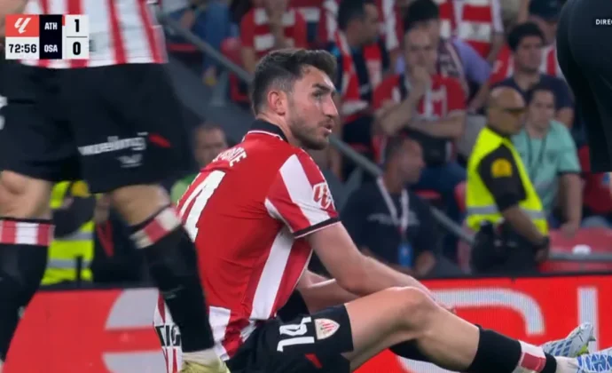 Laporte se retira lesionado del partido en San Mamés